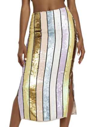 River Island Stripe Sequin Midi Skirt