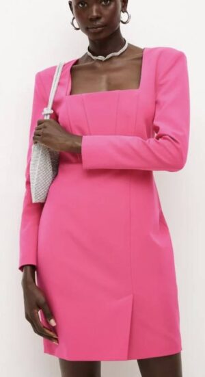 Pink Corset Waist Open Back Mini Dress
