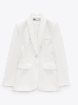 White Blazer with Tuxedo Collar