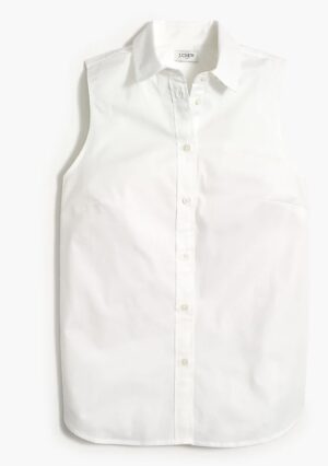 J Crew Petite Sleeveless cotton poplin shirt in signature fit